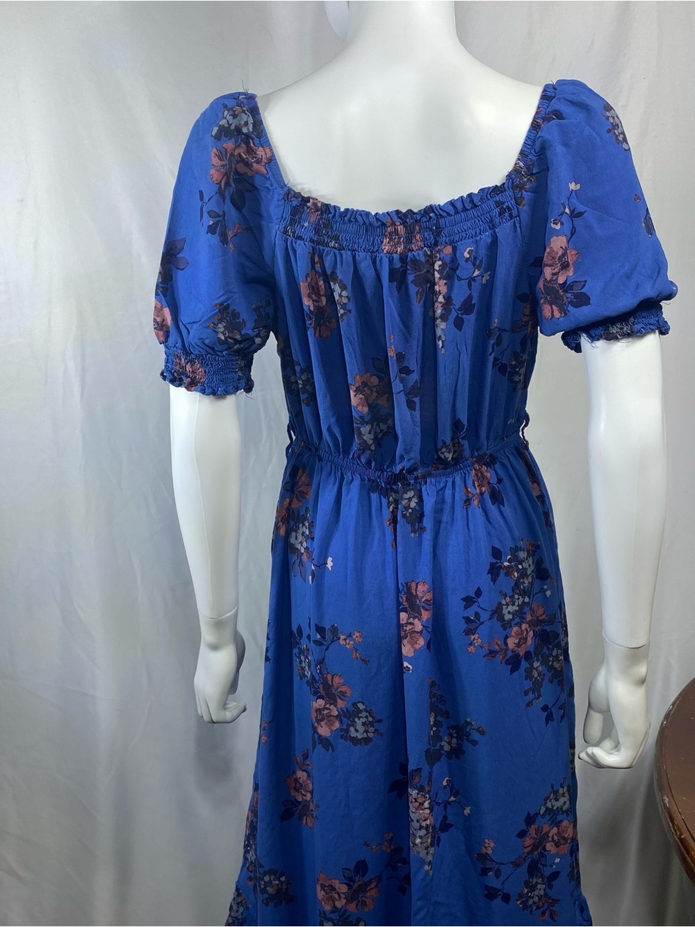Wallflower Royal Blue Floral Maxi Dress with Puff Sleeves - Picture 3 of 5